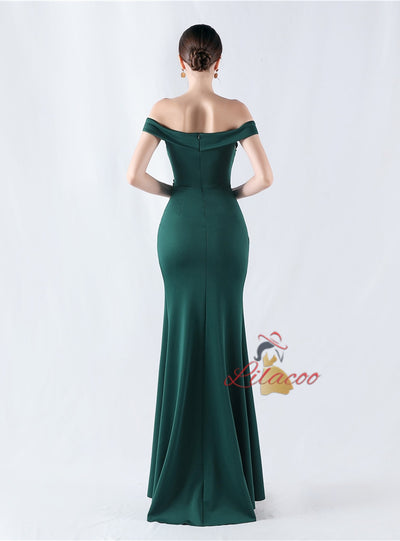 Mermaid Off the Shoulder Pleats Prom Dress