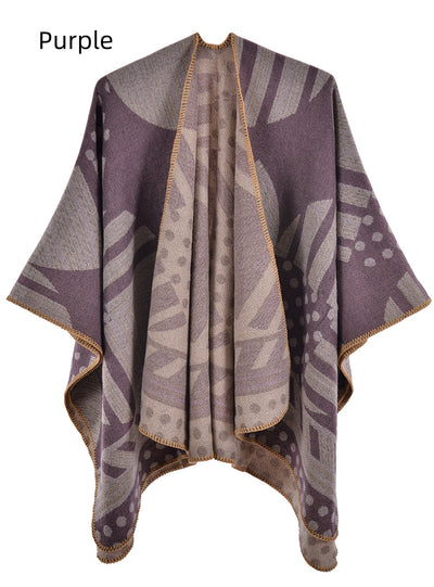 Retro Cashmere-like Padded Warm Knitted Cloak Scarf
