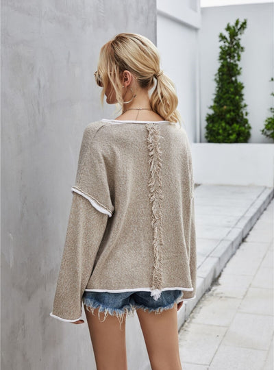 Round Neck Fringed Sweater
