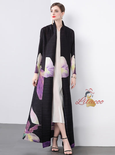 Women Fold Loose Large Print Coat