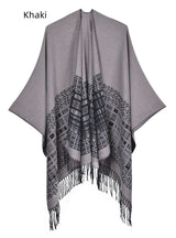 Solid Color Shawl Thickened Tassel Dual-purpose Scarf Cloak