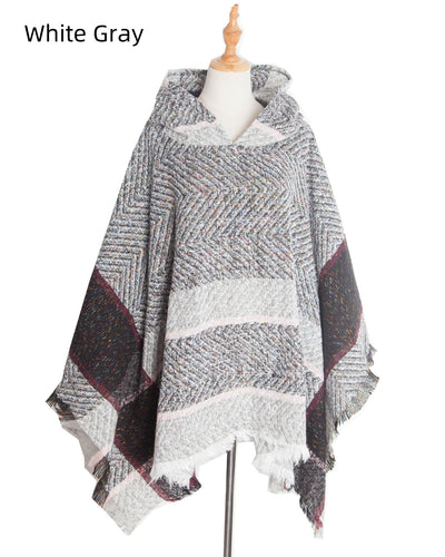 Fishbone Shawl Hooded Cape Cloak