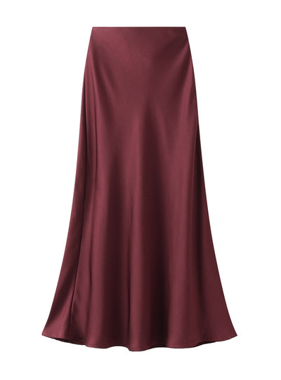 Acetic Satin Long Slim Skinny Skirt