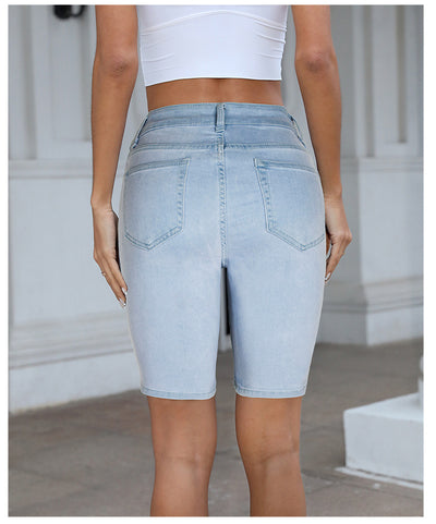 Stretch Light-colored Cropped Jeans