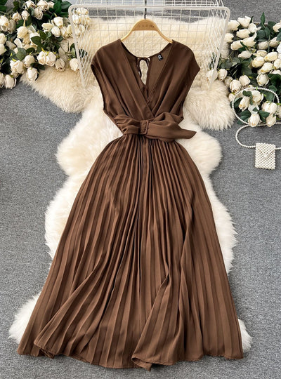 V-Neck Sleeveless Dresses French Chic Cross Dress