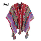 Ethnic Color Knitted Split Shawl