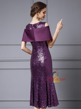 Burgundy Mermaid Sequins Mother of the Bride Dress