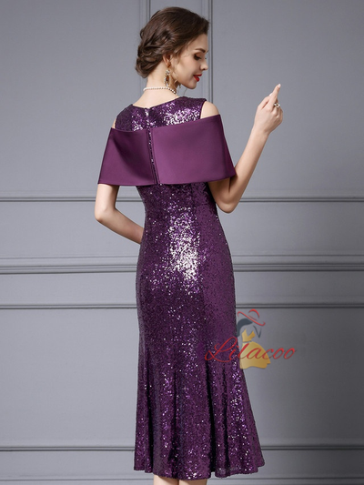 Burgundy Mermaid Sequins Mother of the Bride Dress
