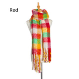 Thickened Fringed Color Plaid Scarf
