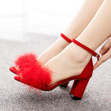 7 cm Thick Round-headed Feather Sandals
