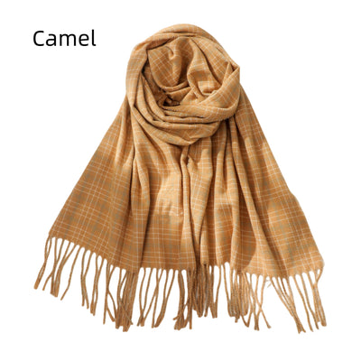 Women Fringed Plaid Scarf Shawl