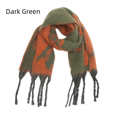 Flower Jacquard Thick Tassel Rose Scarf
