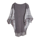 Bat Sleeve Knitted Fringed Shawl