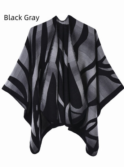 Ladies Scarf Zebra Split Shawl Cloak