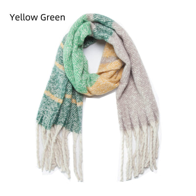 Coarse Fringed Plaid Scarf Shawl
