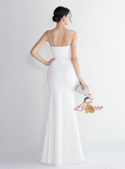 Spaghetti Straps V-neck Split Prom Dress