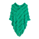 V-neck Solid Color Knitted Plush Shawl