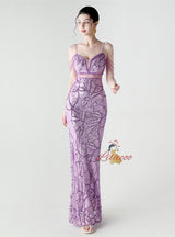 Spaghetti Straps Beading Sequins Prom Dress