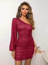 Black One Shoulder Short Party Dress