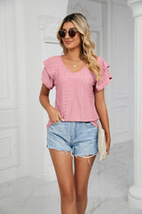 V-neck Loose Short Sleeve T-shirt