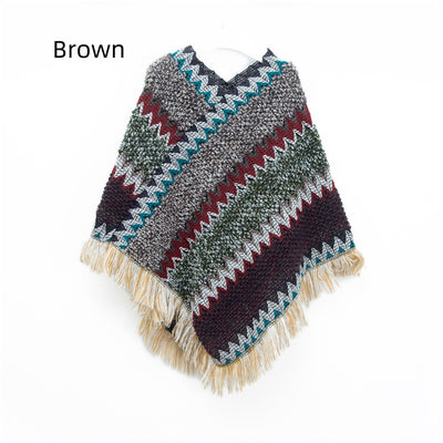 Retro National Style Hooded Cape Shawl