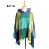 Plaid Pullover Cape Hooded Cape Shawl