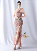 Mermaid Sequins One Shoulder Prom Dress