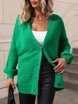 Solid Color Knitted Cardigan Loose Sweater