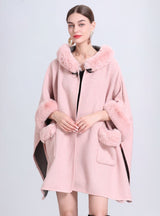Hooded Loose Pocket Cloak Shawl Coat