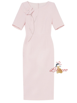 Fuchsia Short Sleeve Beading Mother Of The Bride Dress
