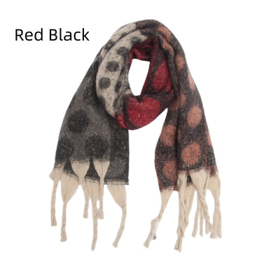 Thickened Thick Tassel Jacquard Large Polka Dot Scarf