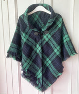Lapel Horn Buckle Plaid Cloak Shawl