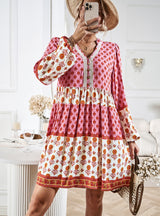 Vacation and Leisure Bohemian Long Sleeve Print Dress