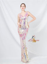 V-neck Mermaid Sequins Prom Dress