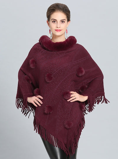 Knitted Tassel Pullover Cloak Shawl Coat