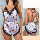 One-piece Ice Silk Sling Shorts Pajamas