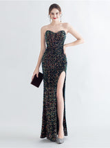 Mermaid Sequins Strapless Prom Dress