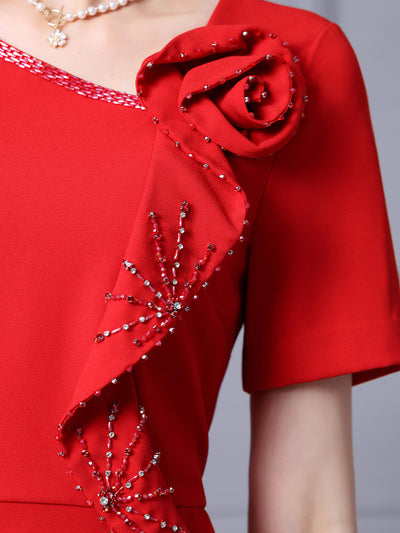 Burgundy Beading Mother Of The Bride Dress