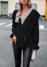 Women V-neck Long Sleeve Shirt