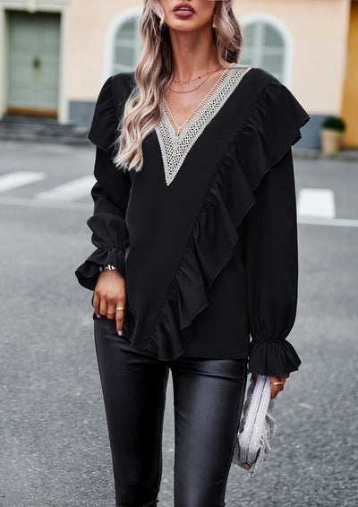 Women V-neck Long Sleeve Shirt