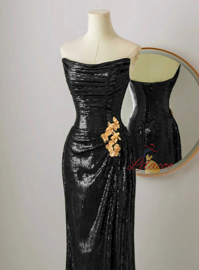 Burgundy Mermaid Sequins Pleats Prom Dress