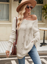 Solid Color Buttoned Loose Pullover Sweater