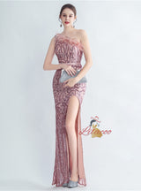 Mermaid Sequins One Shoulder Prom Dress