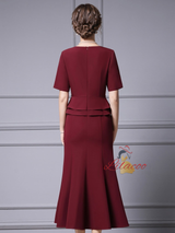 Short Sleeve Beading Pearls Mother Of The Bride Dress