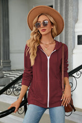 Loose Long Sleeve Zipper Pocket Coat