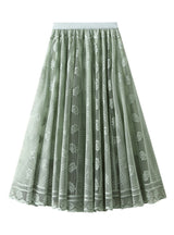 Women Pleated Mesh Lace Skirt