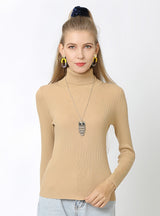 Solid Color High Neck Sweater