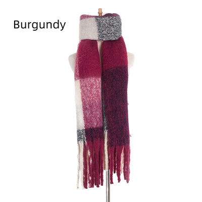Coarse Fringed Plaid Stripes Scarf