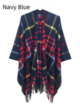 Double-sided Plaid Split Shawl