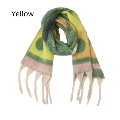 Thickened Jacquard Thick Tassel Gradient Polka-dot Scarf